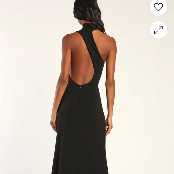 Lulu's Black One-Shoulder Slit Gown - Picture 2 of 3